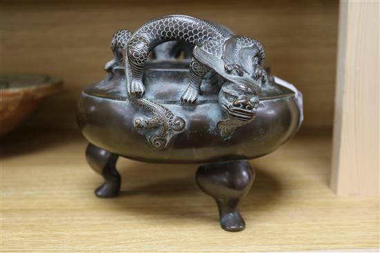 A Chinese bronze tripod censer